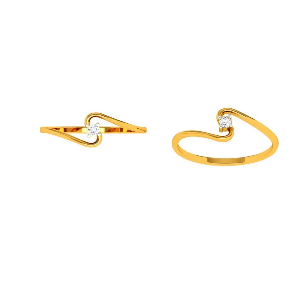 18KT (750) Yellow Gold Diamond Ring For Woman