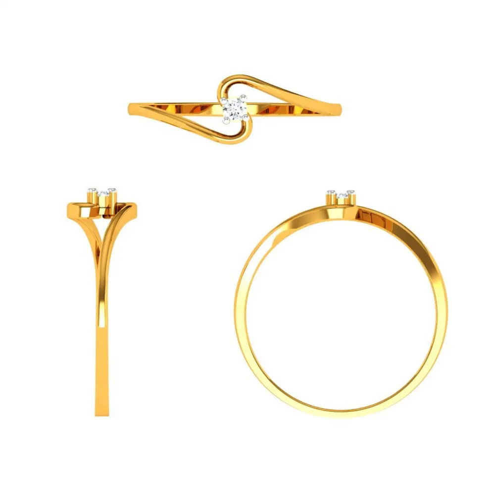 18KT (750) Yellow Gold Diamond Ring For Woman