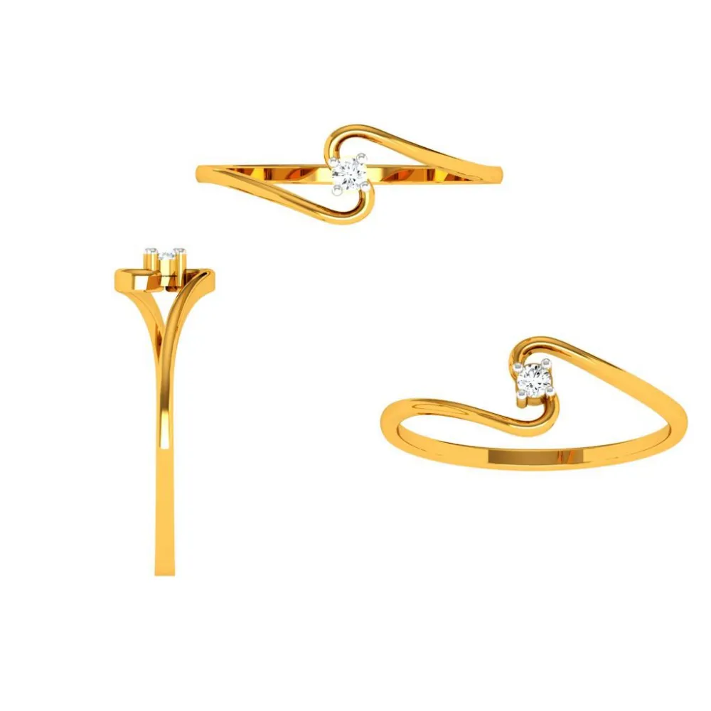 18KT (750) Yellow Gold Diamond Ring For Woman