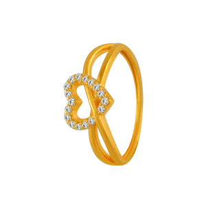 22KT Yellow Gold And American Diamond Ring For Women