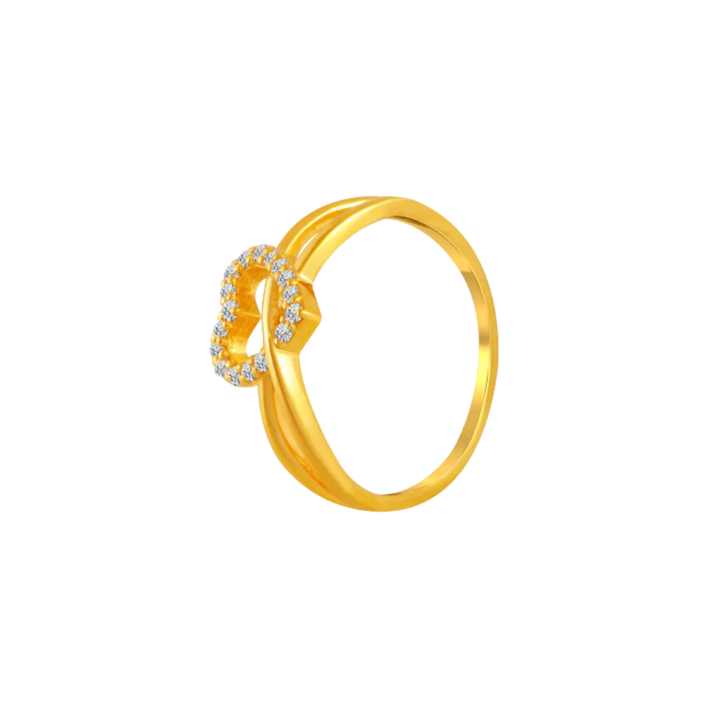 22KT Yellow Gold And American Diamond Ring For Women