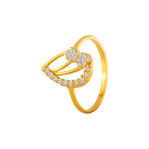 22KT Yellow Gold And American Diamond Ring For Women