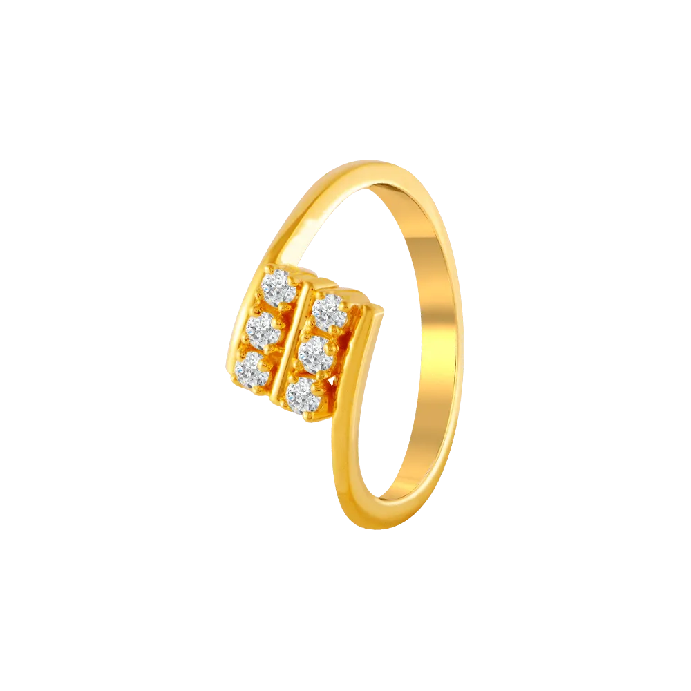 22KT Yellow Gold And American Diamond Ring For Women