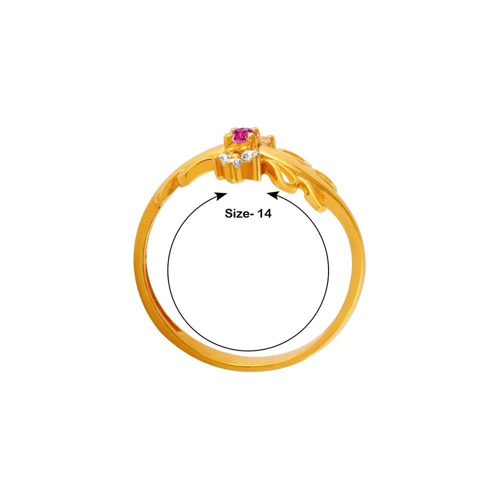 22KT Yellow Gold And American Diamond Ring For Women
