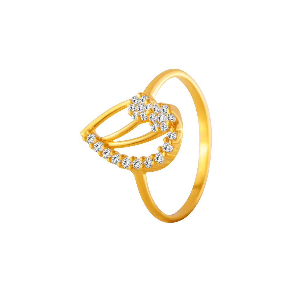 22KT Yellow Gold And American Diamond Ring For Women