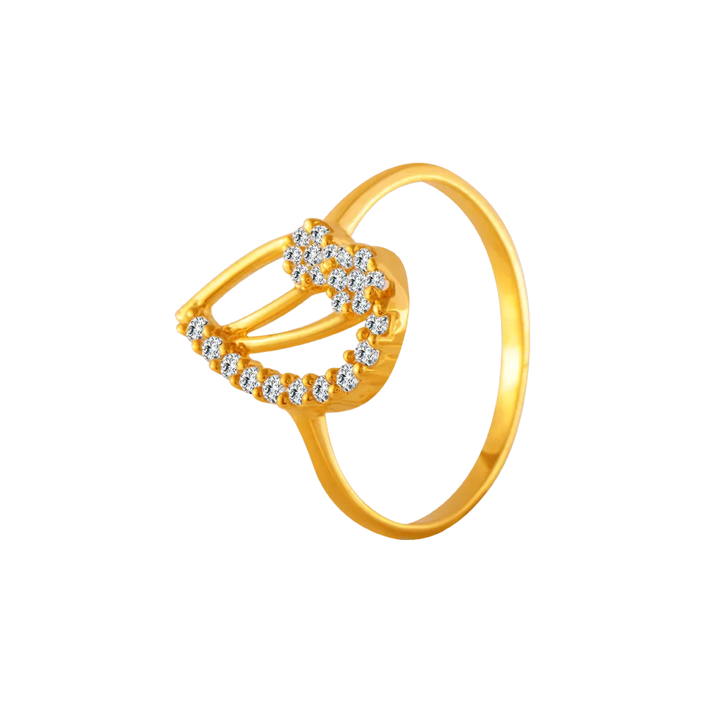 22KT Yellow Gold And American Diamond Ring For Women
