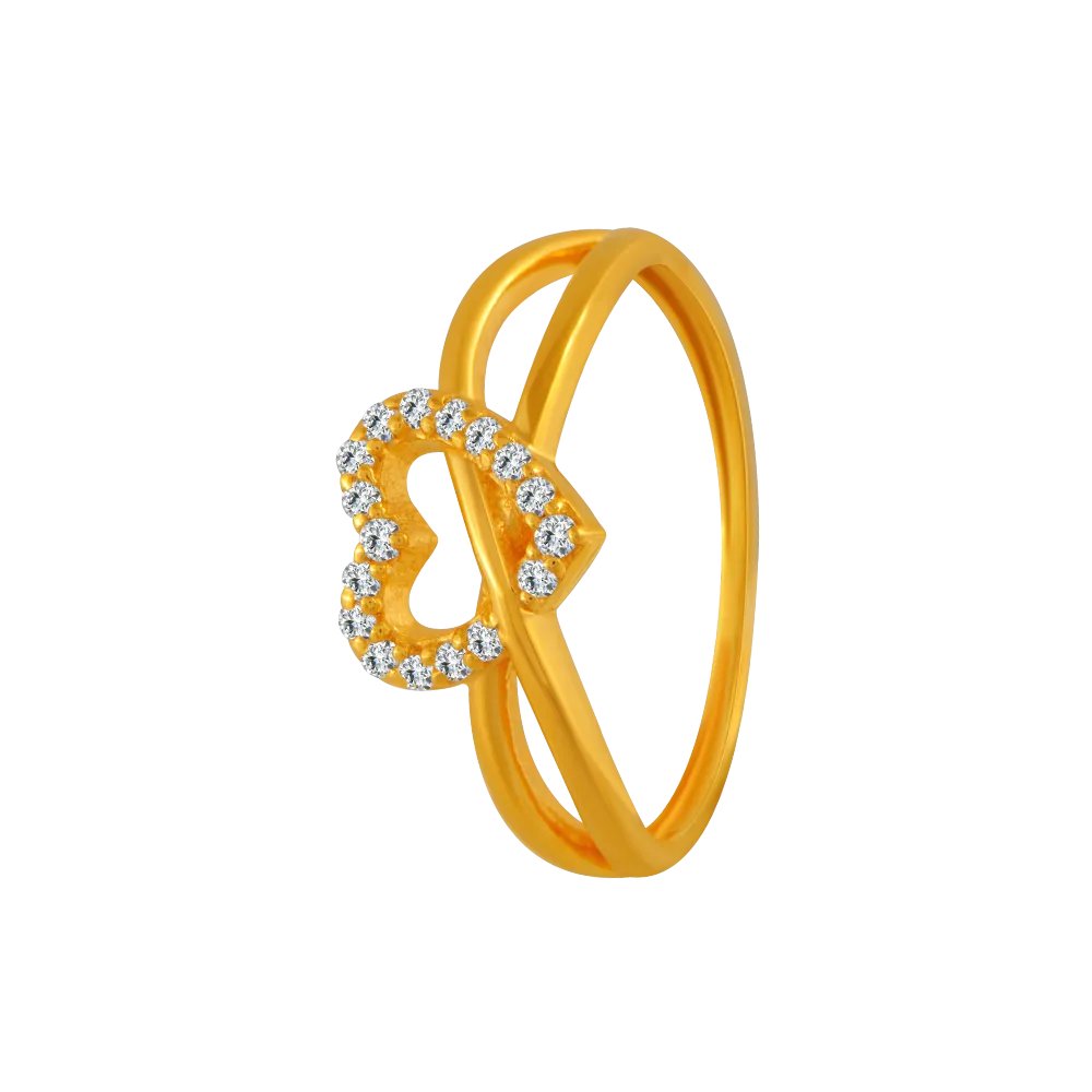 22KT Yellow Gold And American Diamond Ring For Women