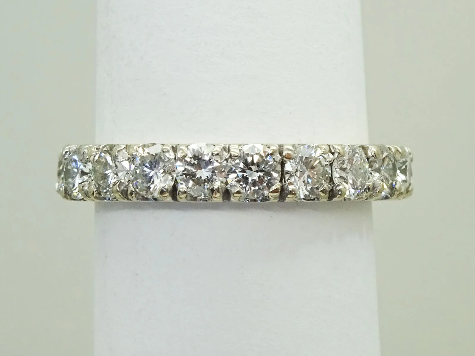 3ct tw Earth Mined Diamond Eternity Band Ring 14k White Gold Size 7.5