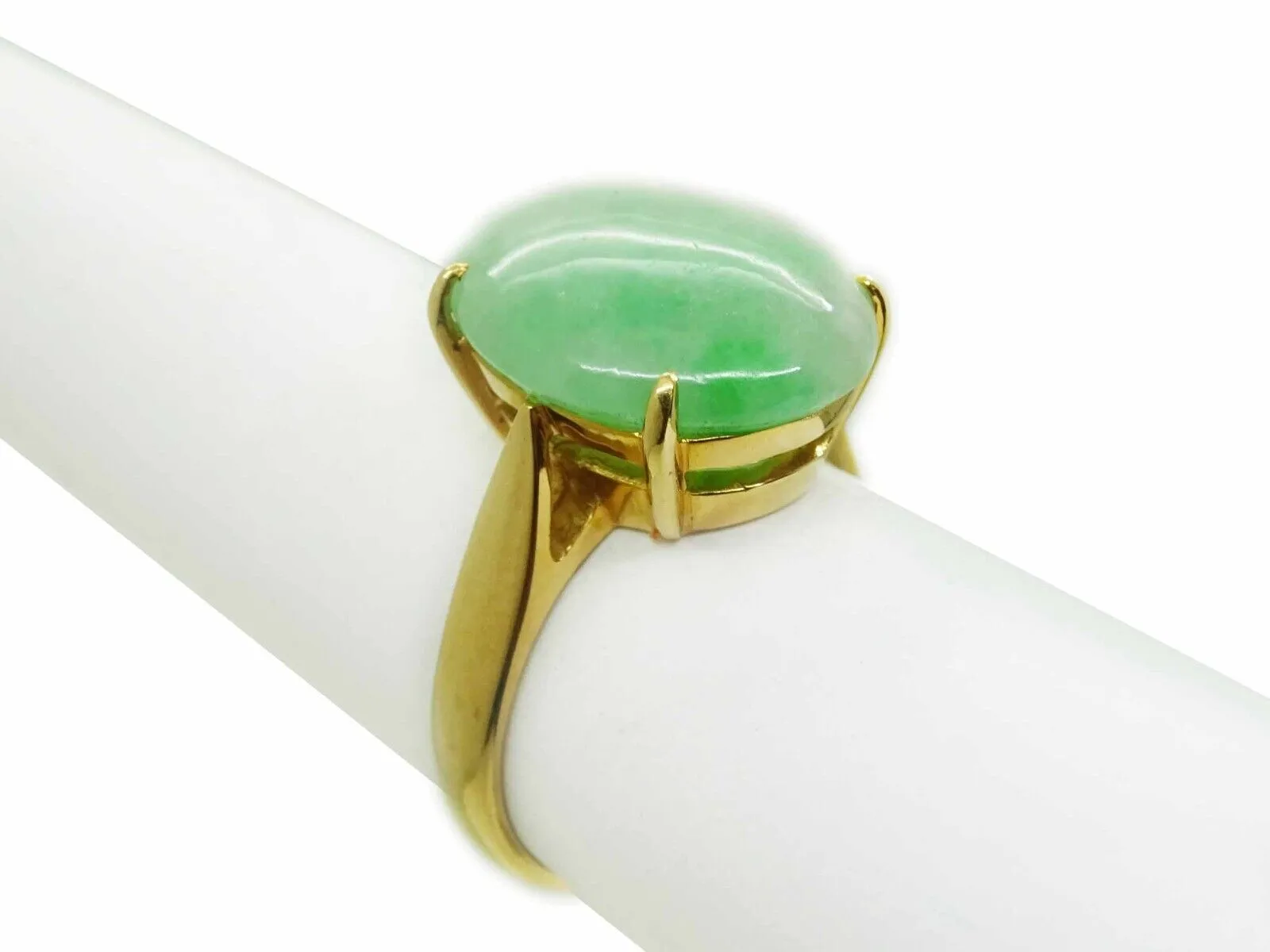 5.00ct Natural Jade Oval Cabochon Filigree Ring 14k Gold Size 5.75