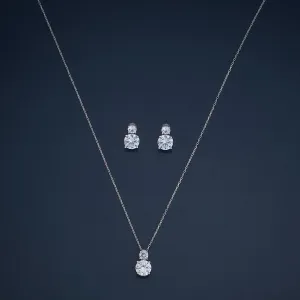 92.5 Silver Pendant with Chain and Earring Set 180987