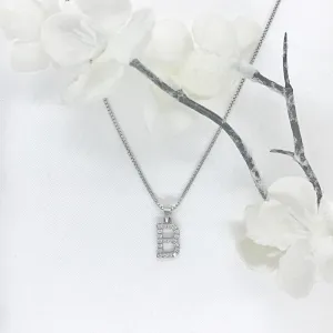 925 Sterling Silver CZ Initial Necklace