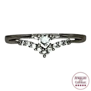 925 Sterling Silver Round Cubic Zirconia Curved V Shape Band Ring Size 7.75 Band