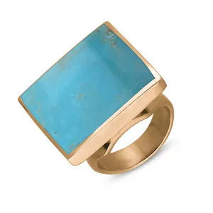 9ct Rose Gold Turquoise Hallmark Medium Square Ring