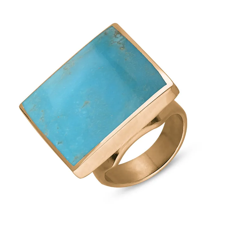 9ct Rose Gold Turquoise Hallmark Medium Square Ring