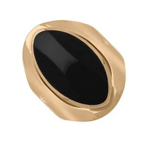 9ct Rose Gold Whitby Jet Hallmark Medium Oval Ring