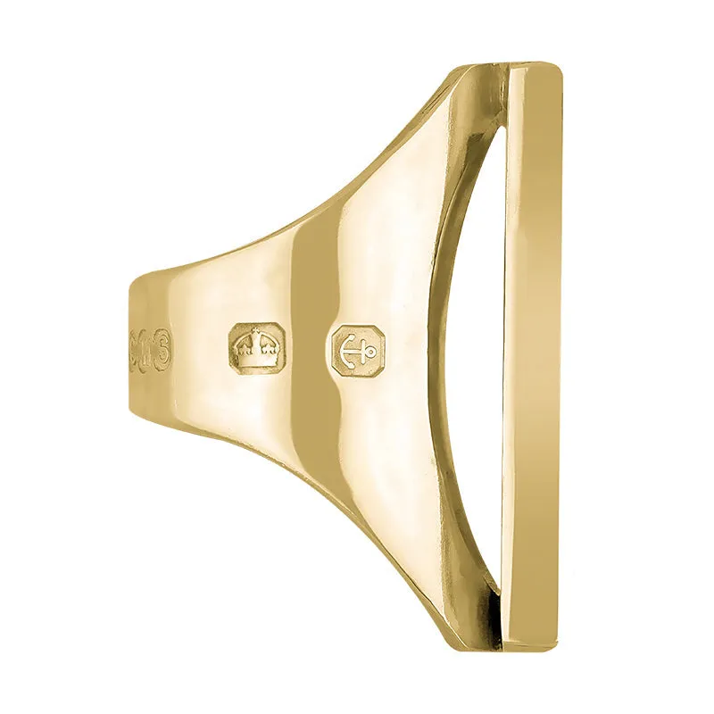 9ct Yellow Gold Whitby Jet Hallmark Large Square Ring