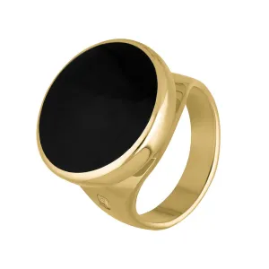 9ct Yellow Gold Whitby Jet Hallmark Small Round Ring