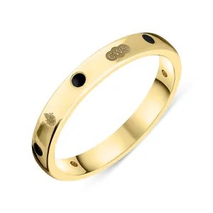 9ct Yellow Gold Whitby Jet Queen's Jubilee Hallmark 6mm Ring D