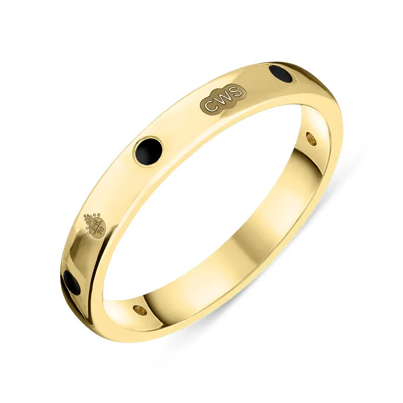 9ct Yellow Gold Whitby Jet Queen's Jubilee Hallmark 6mm Ring D
