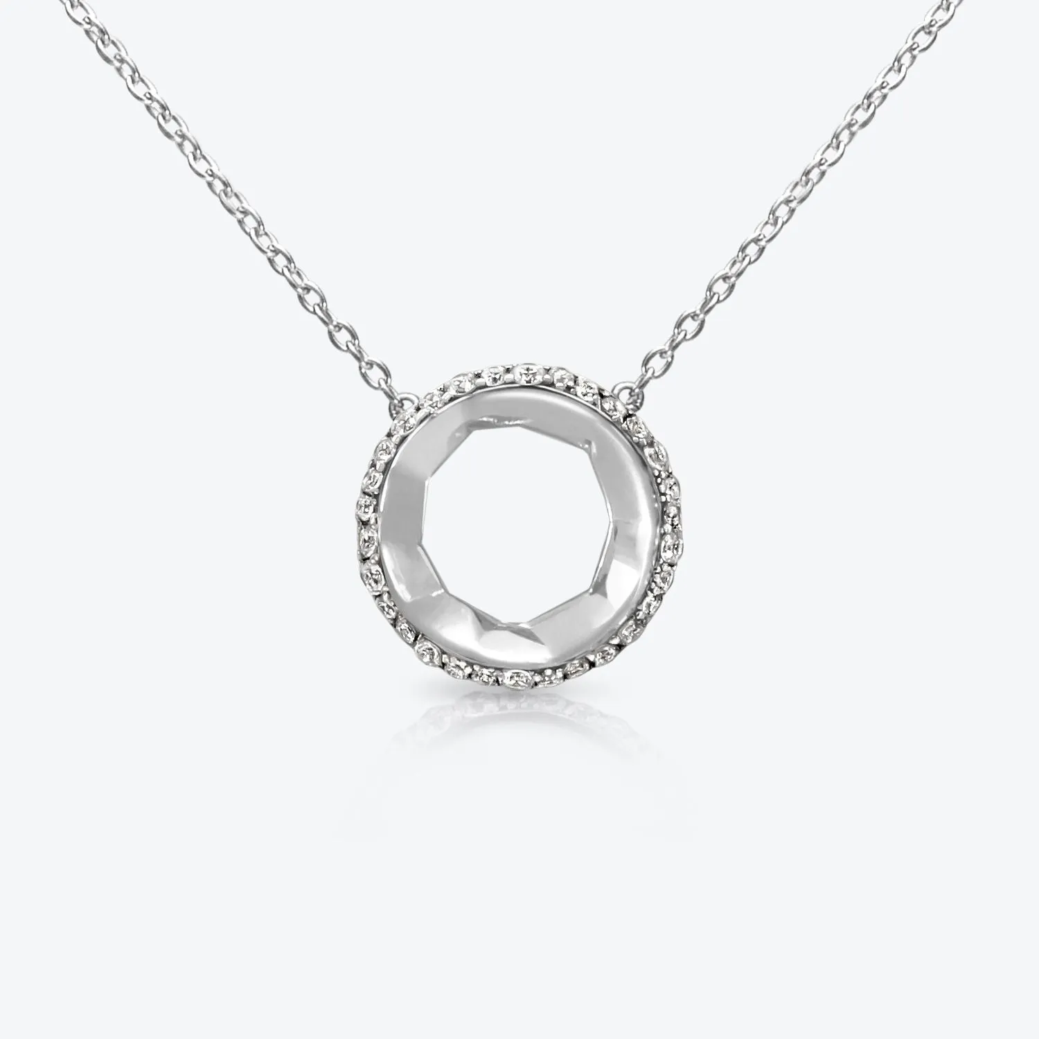 A. Sun Halo Aura 18K White Gold Necklace w. Lab-Grown Diamond Pav??