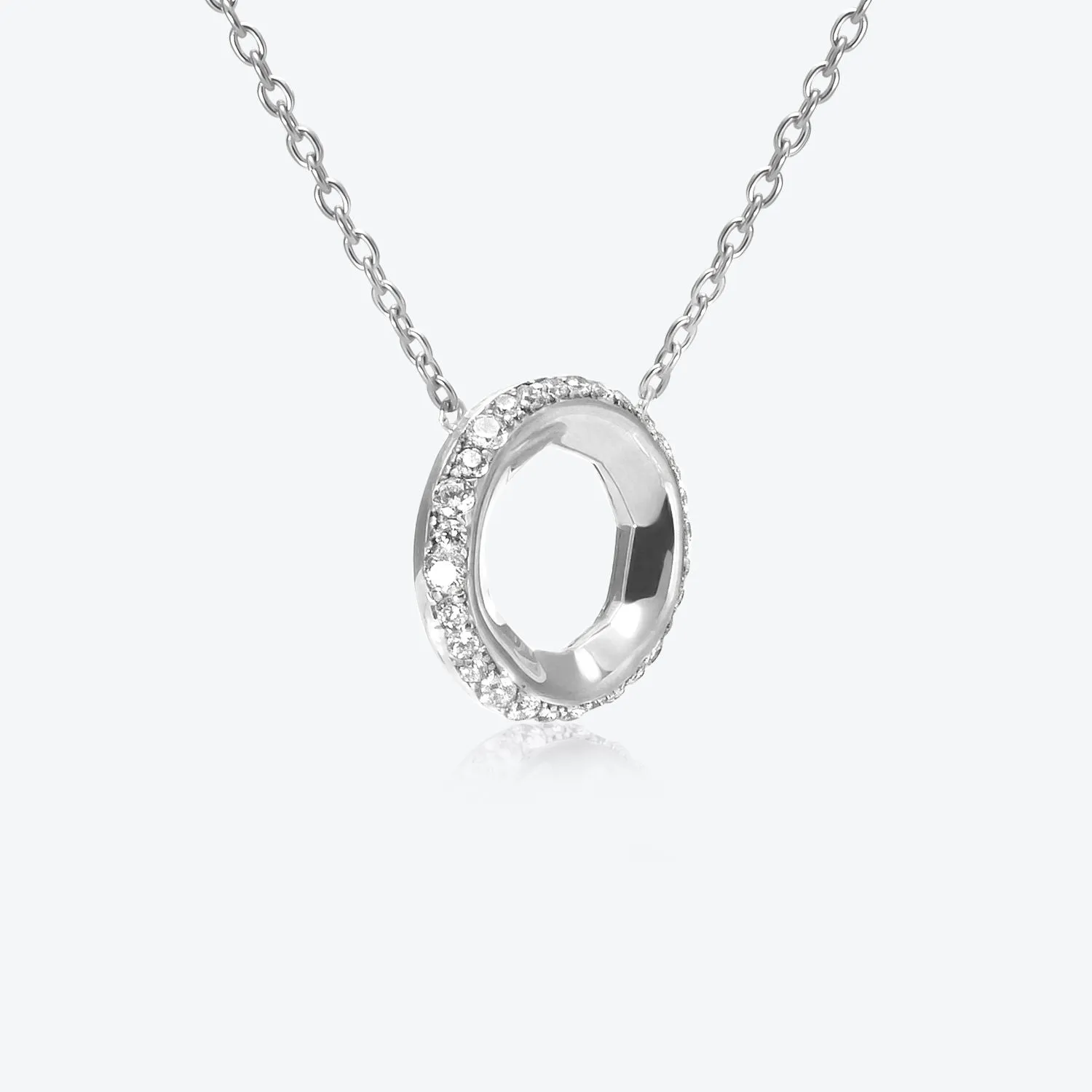 A. Sun Halo Aura 18K White Gold Necklace w. Lab-Grown Diamond Pav??