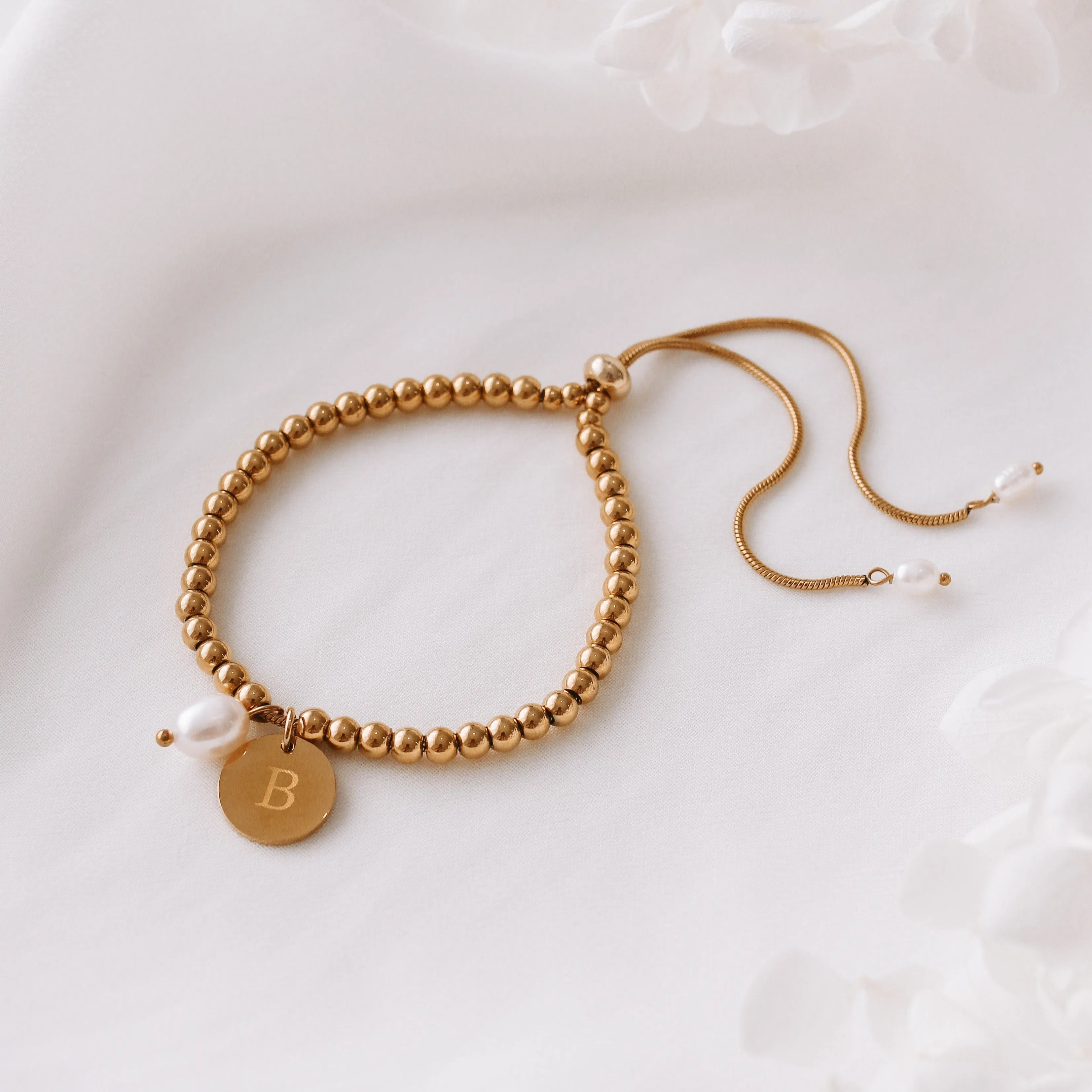 Alona - Stainless Steel Pearl Engraved Bracelet