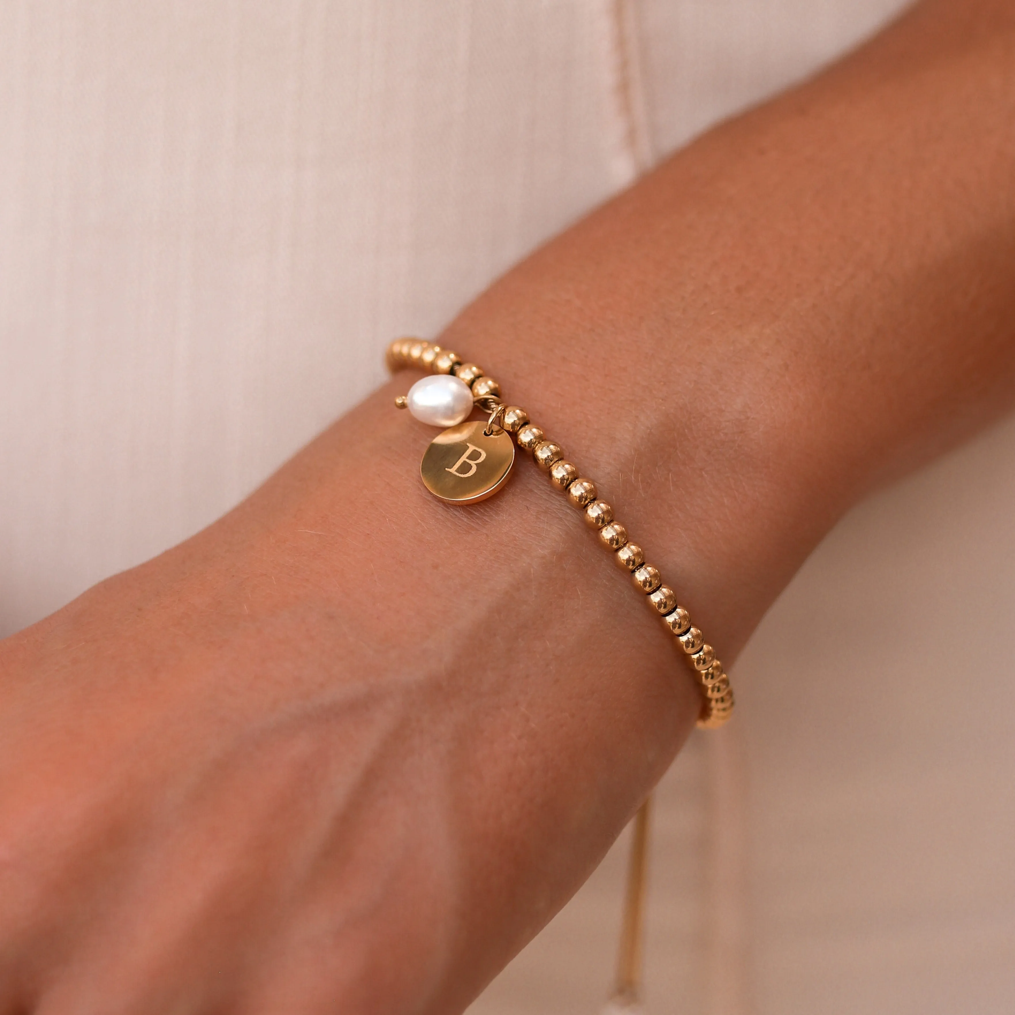 Alona - Stainless Steel Pearl Engraved Bracelet