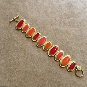 Anne Klein Orange Red Enamel Statement Bracelet