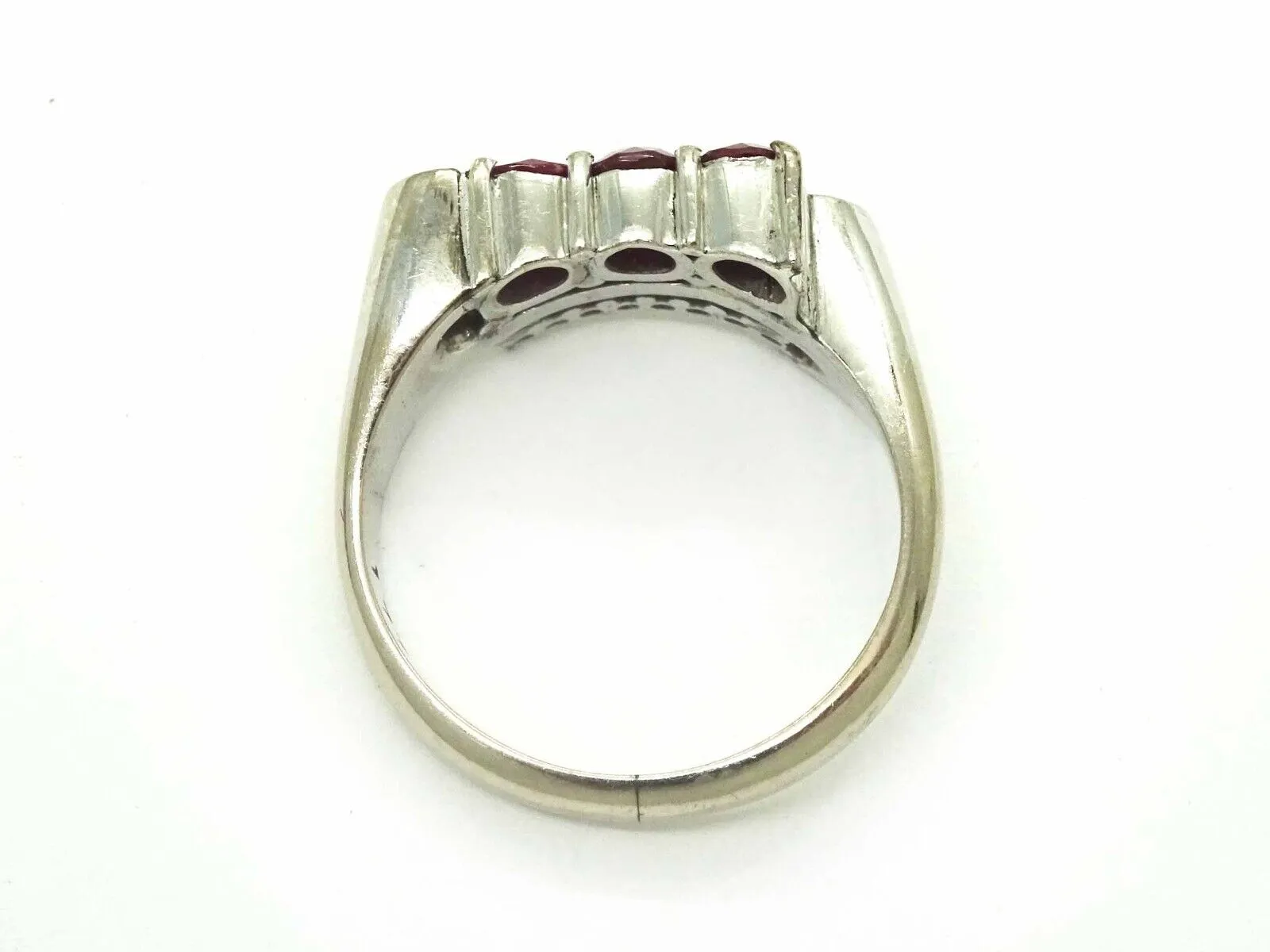 Antique Art Deco 0.55ct tw Natural Ruby & Diamond Ring 18k White Gold Size 5.75