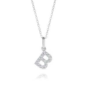 B Letter Pendant White Gold