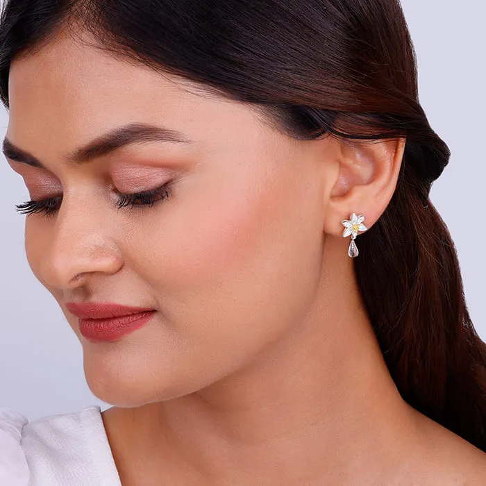 Bhumi Silver Trillium Drop Earrings
