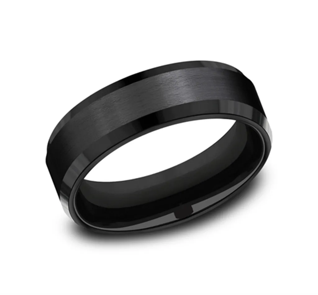 Black Tantalum 'The Chancellor' 7mm Beveled Wedding Band