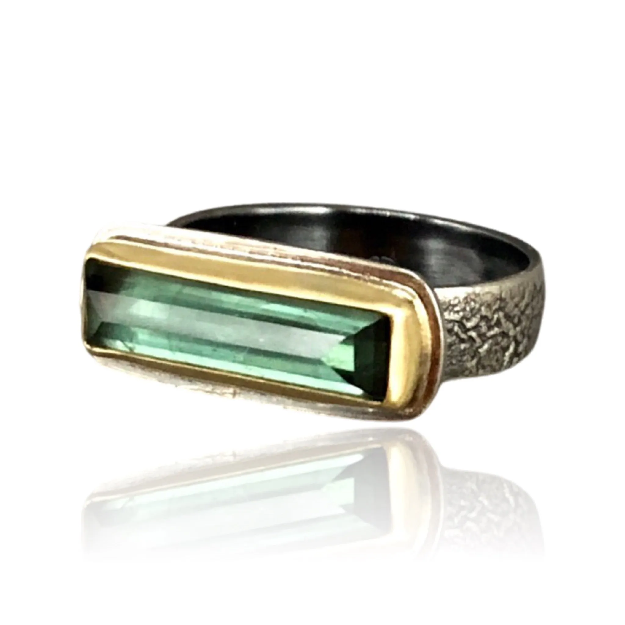 Blue Indicolite Tourmaline Crystal Ring