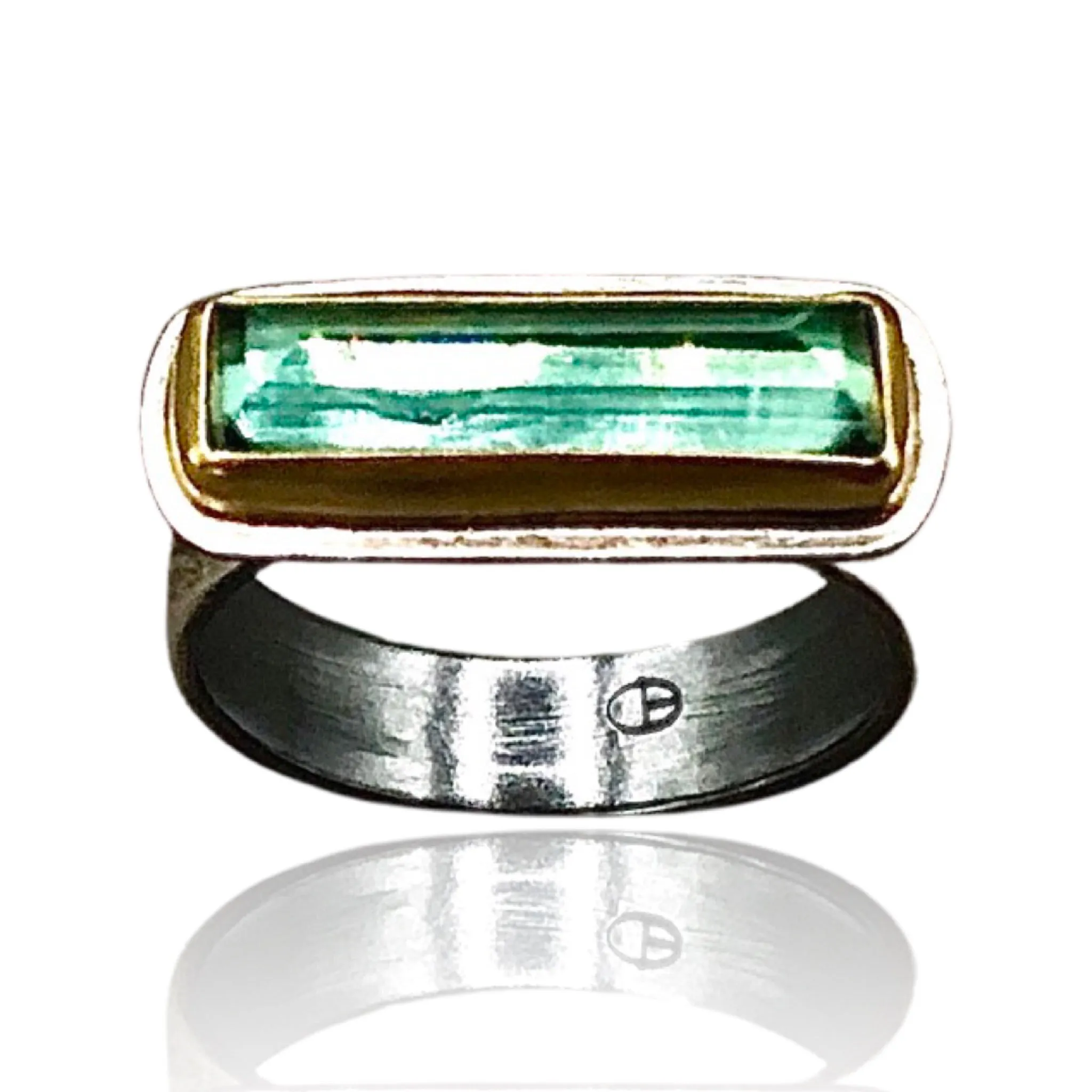 Blue Indicolite Tourmaline Crystal Ring