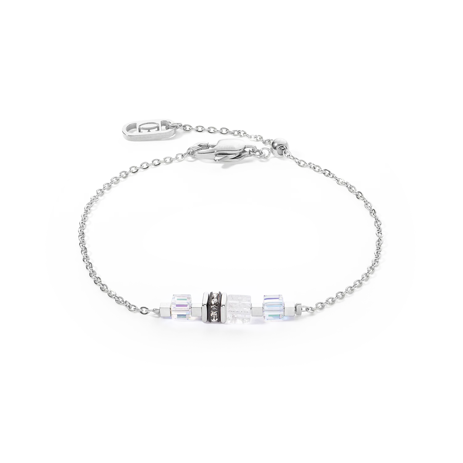 Bracelet Mini Cubes & Chain silver-white
