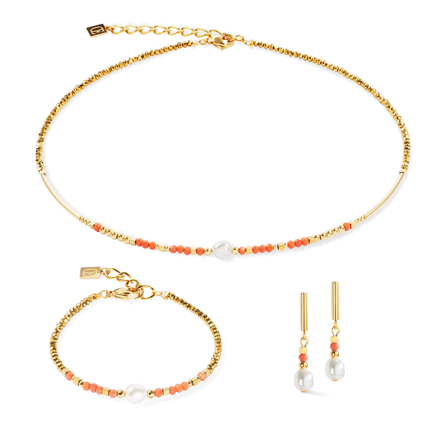 Bracelet Sunset Pearl gold-coral