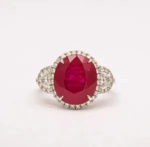 Burma Ruby and Diamond Ring