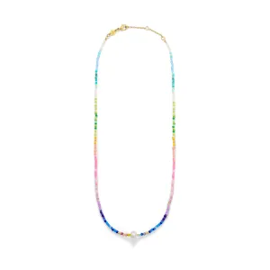 Capri Gold Plated Necklace w. Mixed Coloured Beads