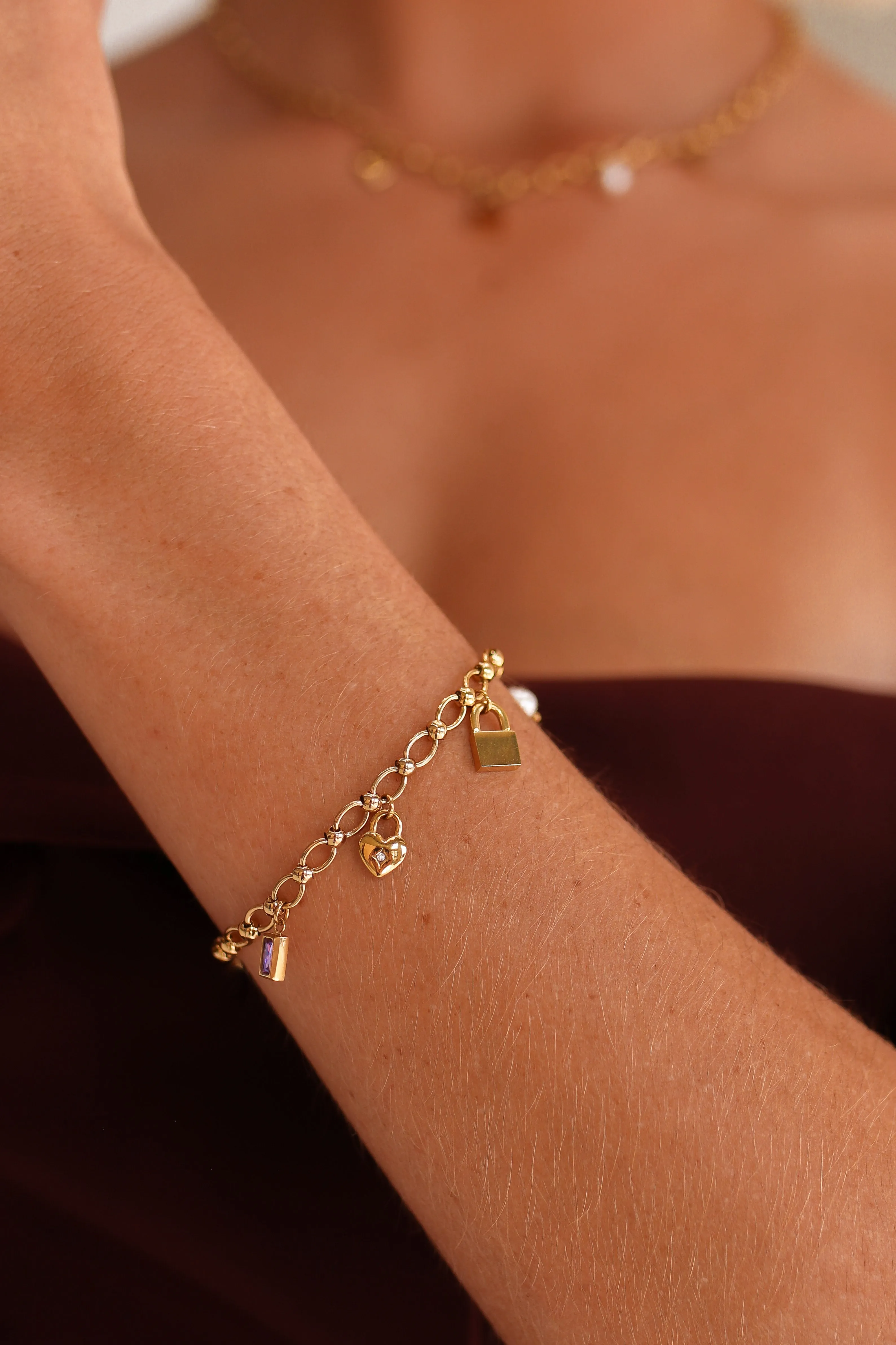 Cher - Stainless Steel Gold or Silver Charm Bracelet