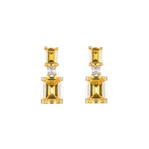 Citrine Drop Square Earrings