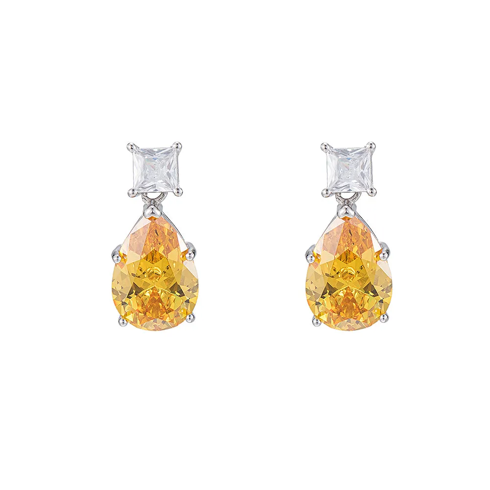 Citrine Gemstone Statement Earrings