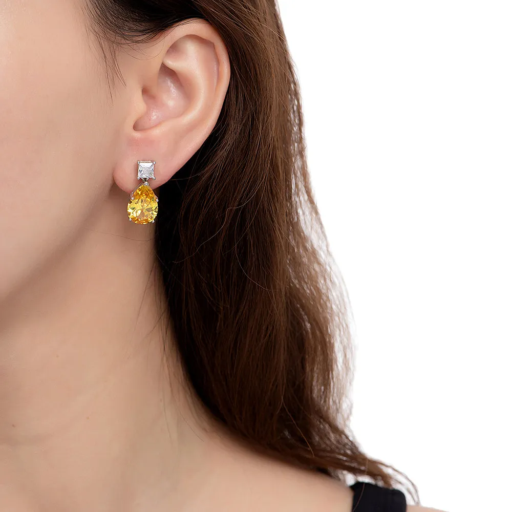 Citrine Gemstone Statement Earrings