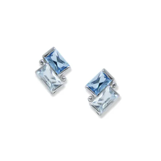 Cl??o Deux Carr?? Blue Topaz Studs