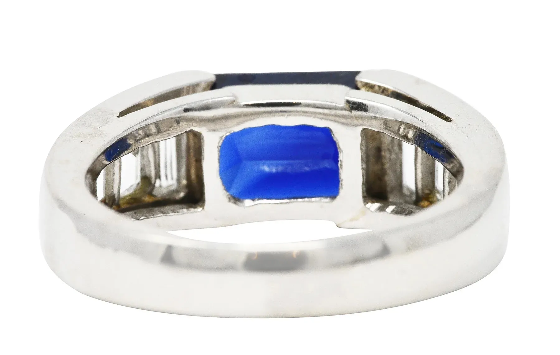 CONTEMPORARY 3.32 CTW SAPPHIRE DIAMOND PLATINUM UNISEX BAND RING