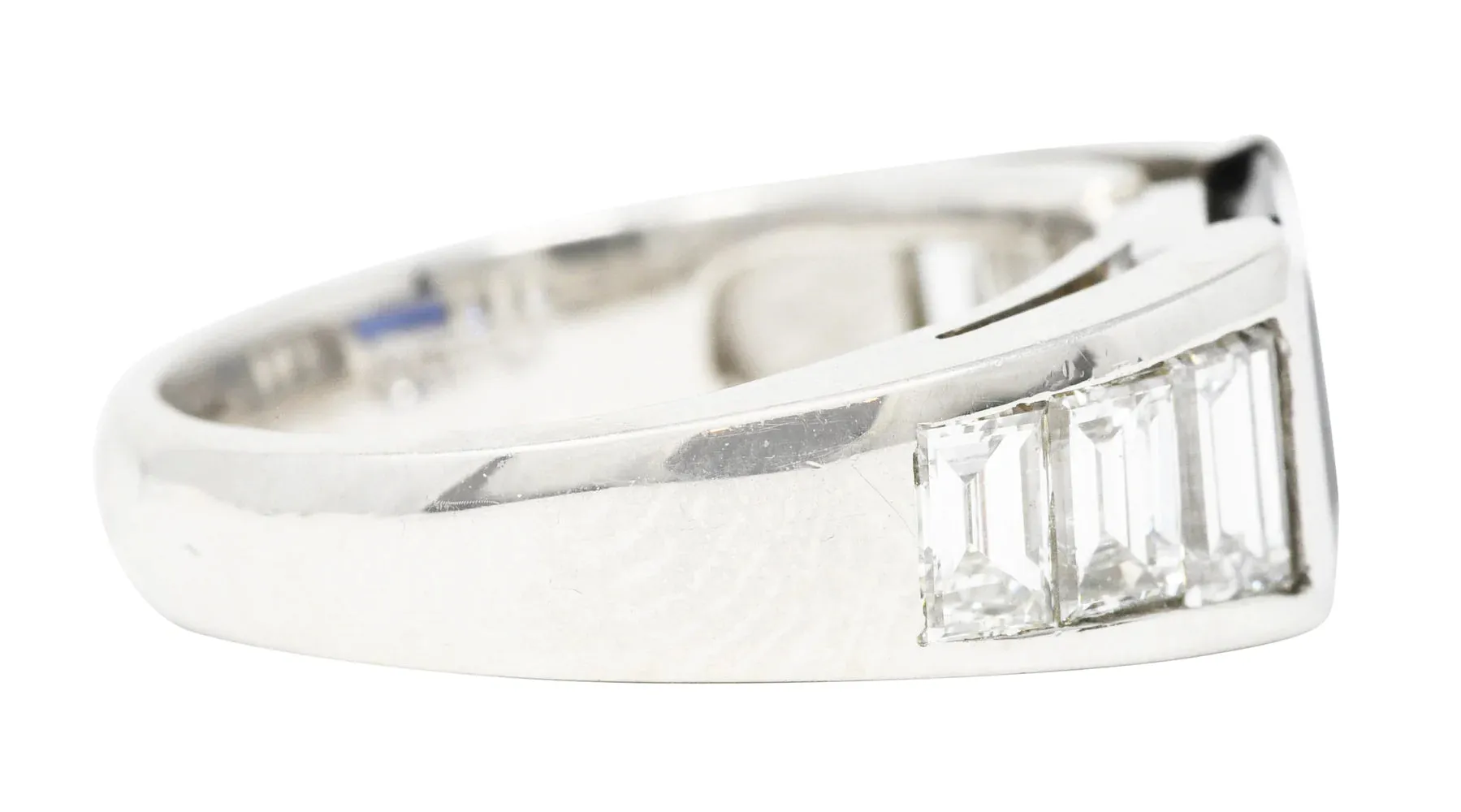 CONTEMPORARY 3.32 CTW SAPPHIRE DIAMOND PLATINUM UNISEX BAND RING