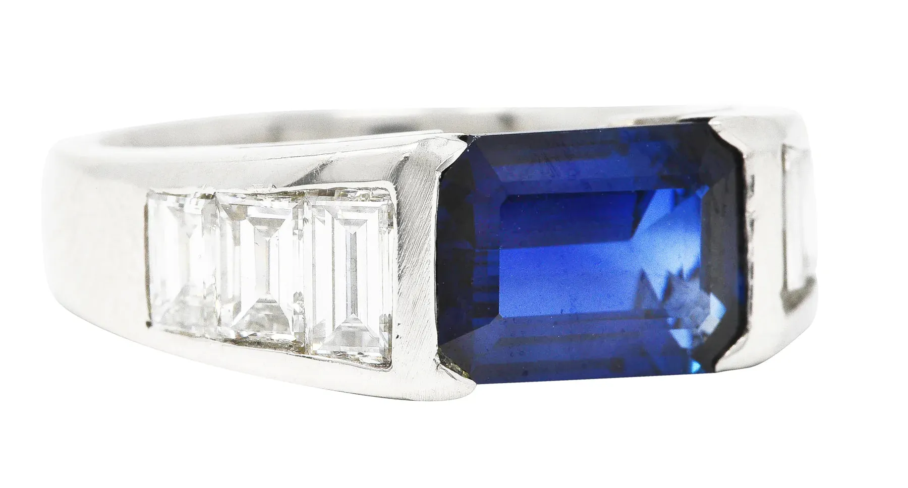 CONTEMPORARY 3.32 CTW SAPPHIRE DIAMOND PLATINUM UNISEX BAND RING