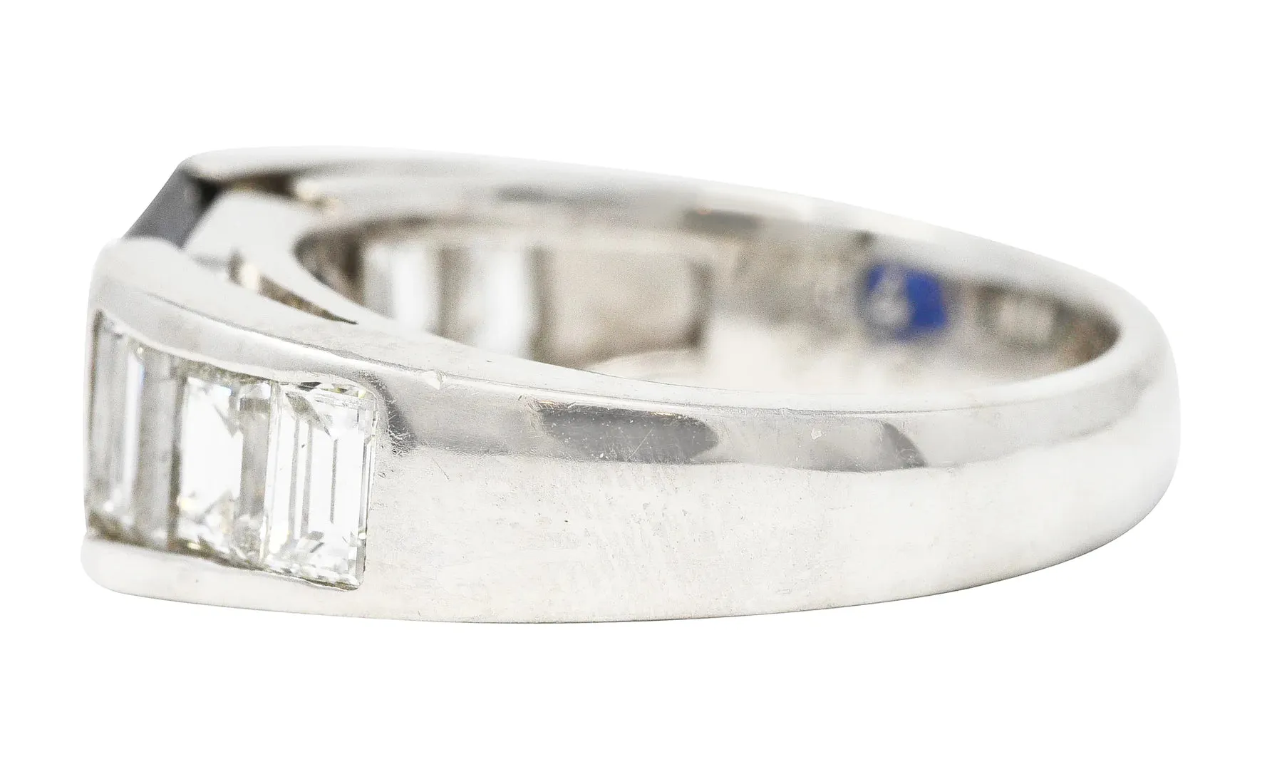CONTEMPORARY 3.32 CTW SAPPHIRE DIAMOND PLATINUM UNISEX BAND RING