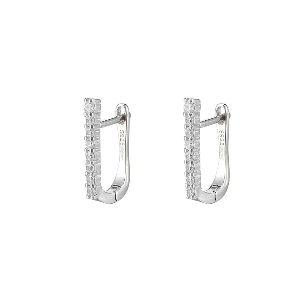 CZ Rectangle Hoop Earrings