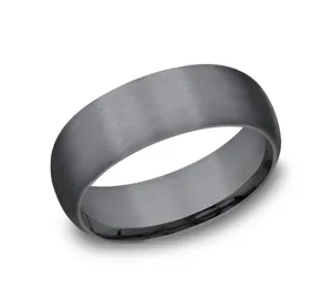 Darkened Tantalum 'The Watchman' 6mm Domed Wedding Band