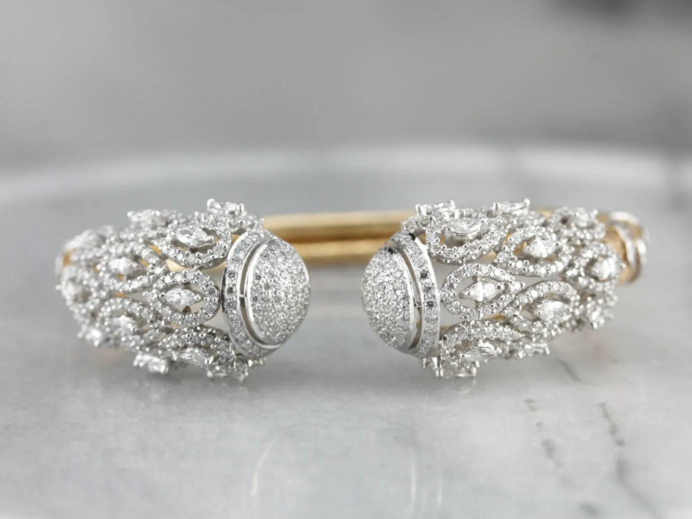 Diamond Encrusted Gold Cuff Bracelet